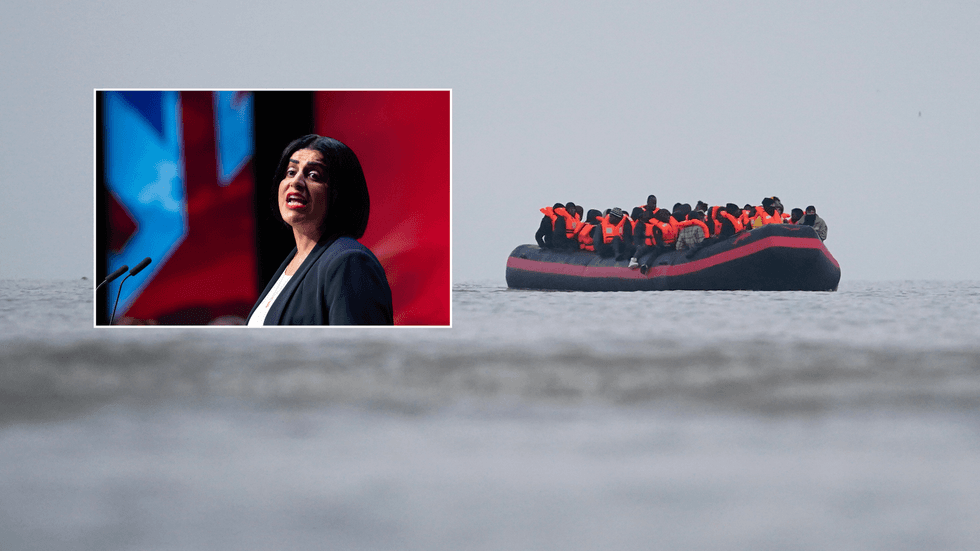 Shabana Mahmood and small boat