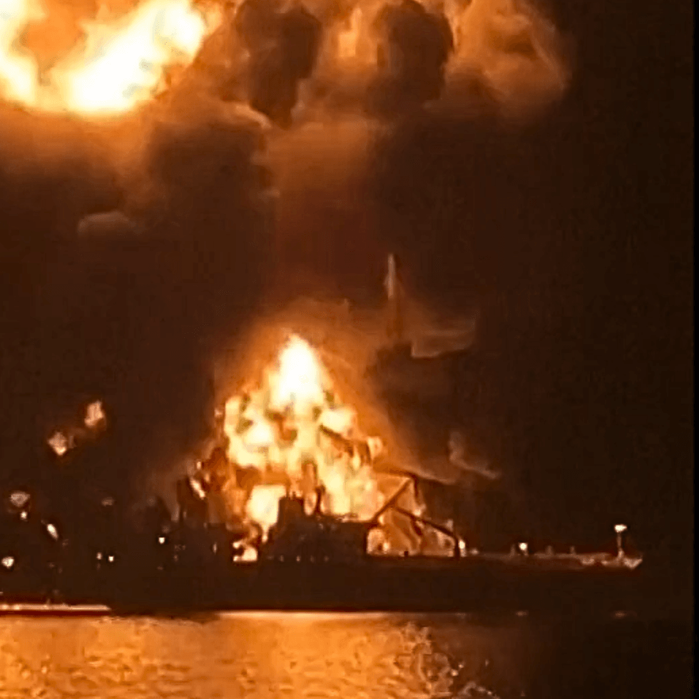 Ship burns