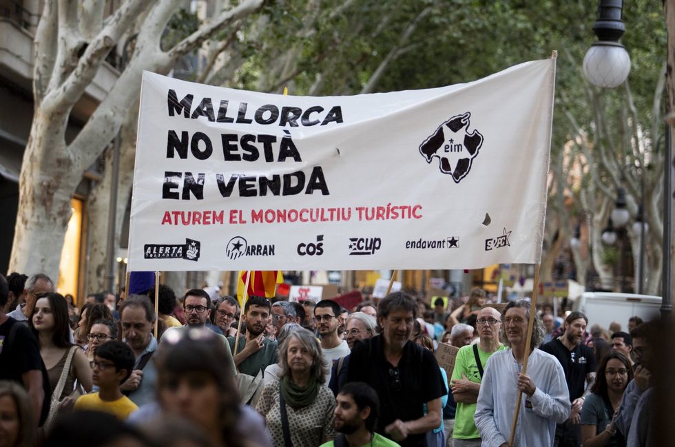 Sign from protest which reads 'Majorca is not for sale'