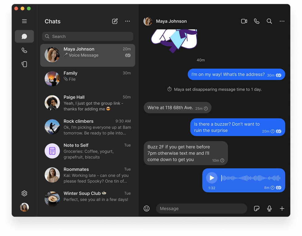 signal desktop pc chat window