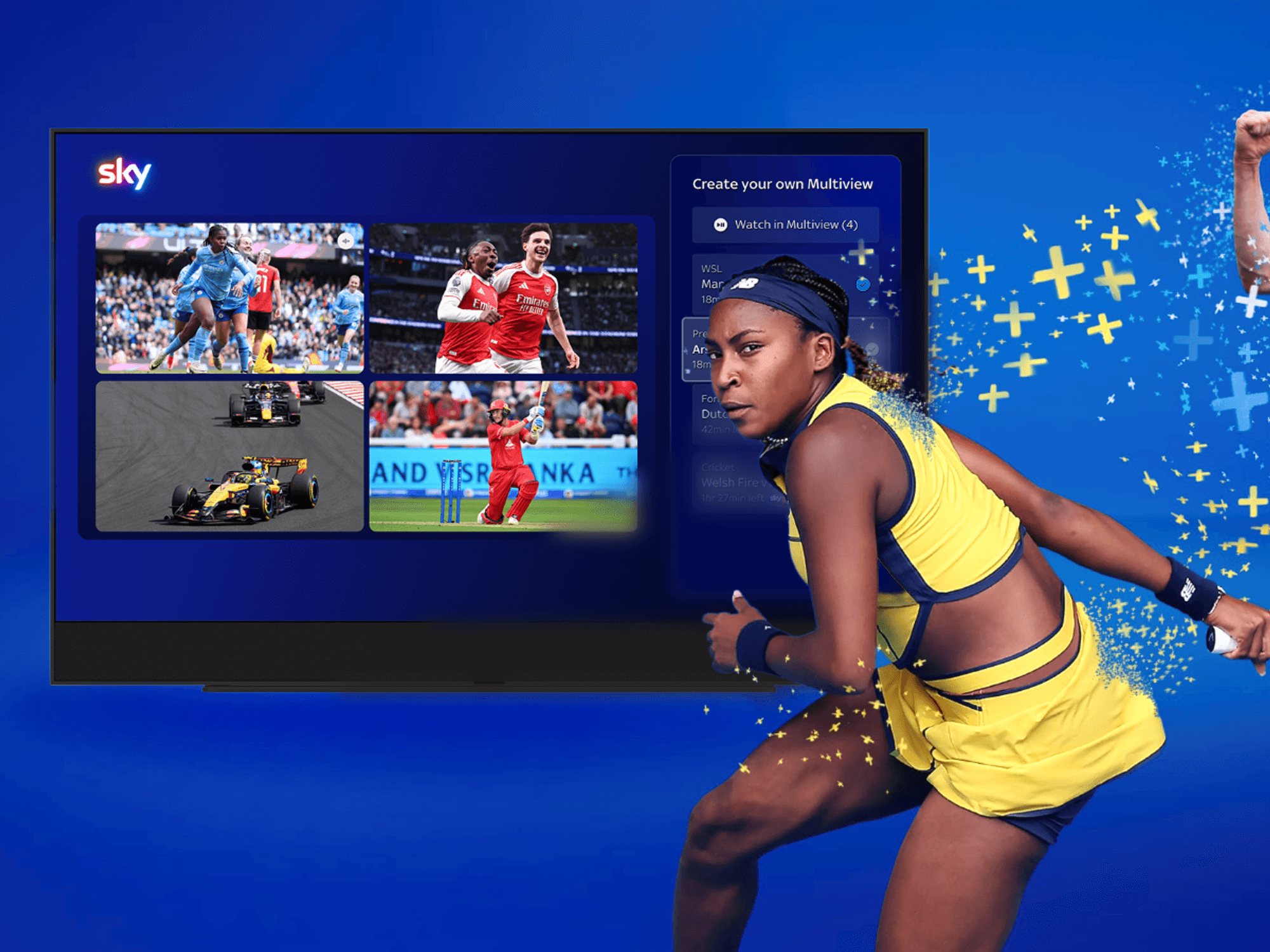 Sky Sports picture with the new Your Multiview feature shown in the background