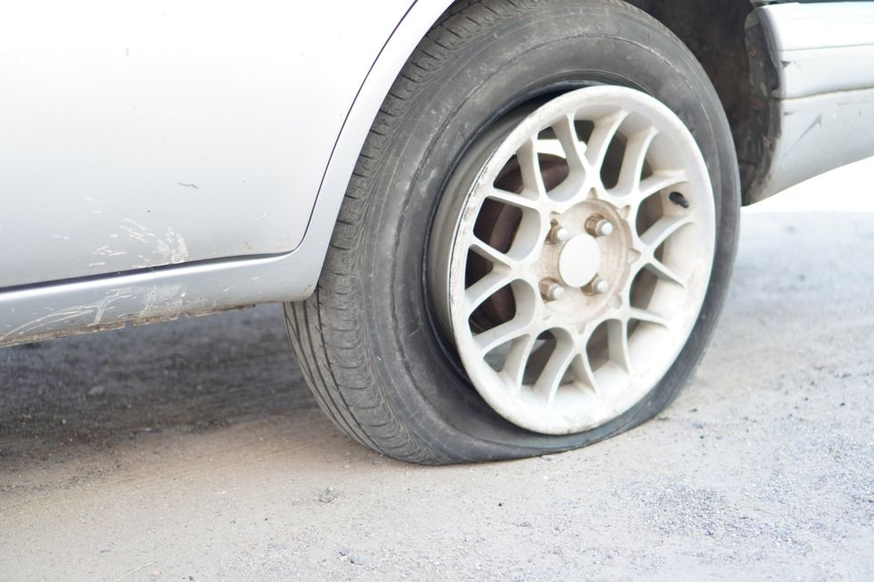 Slashed tyre