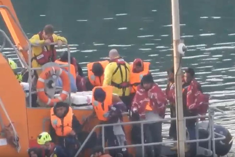 Small boat migrants arriving from France earlier today