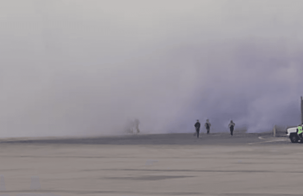 Smoke from plane