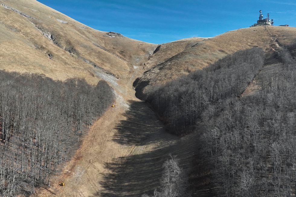 Snowless ski slope in Italy