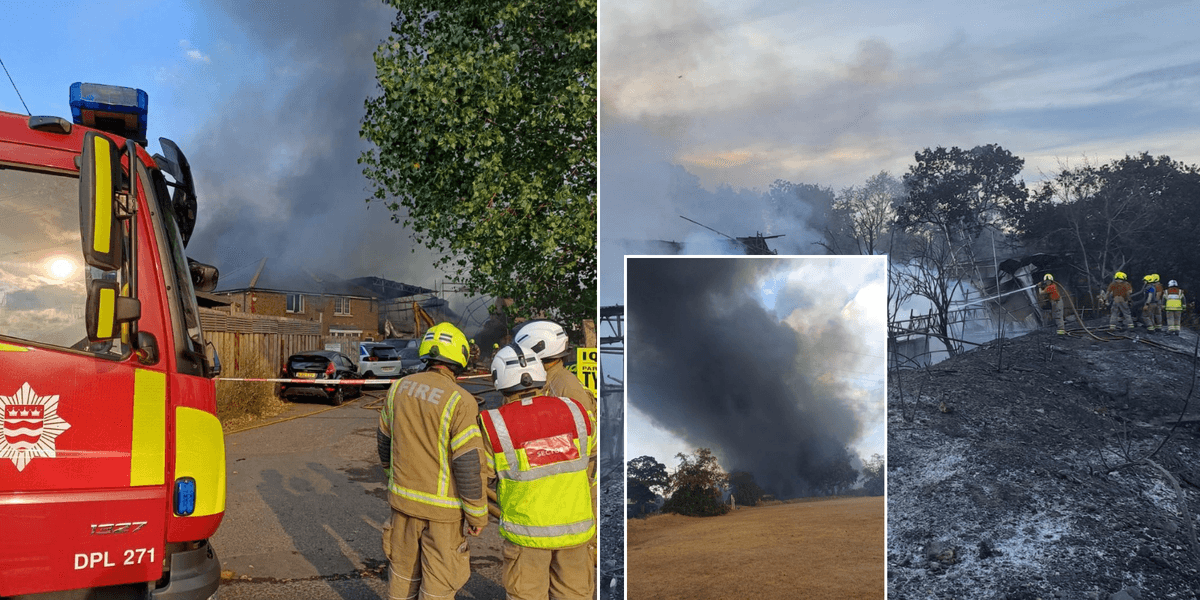 Massive grassfire breaks out next to busy park in London as locals issued urgent warning
