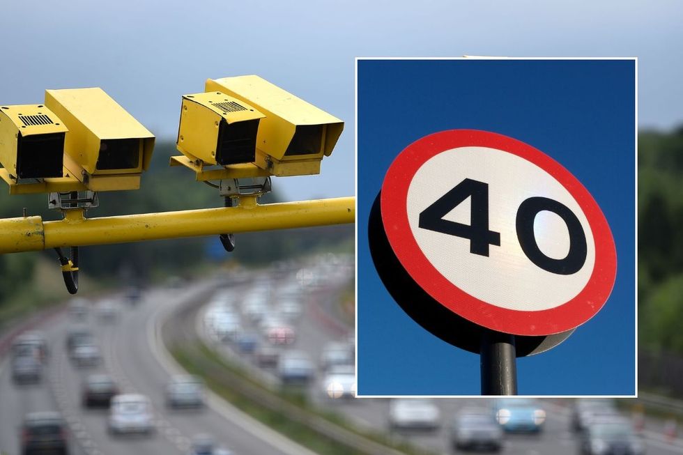 Speed camera and a 40mph speed limit sign