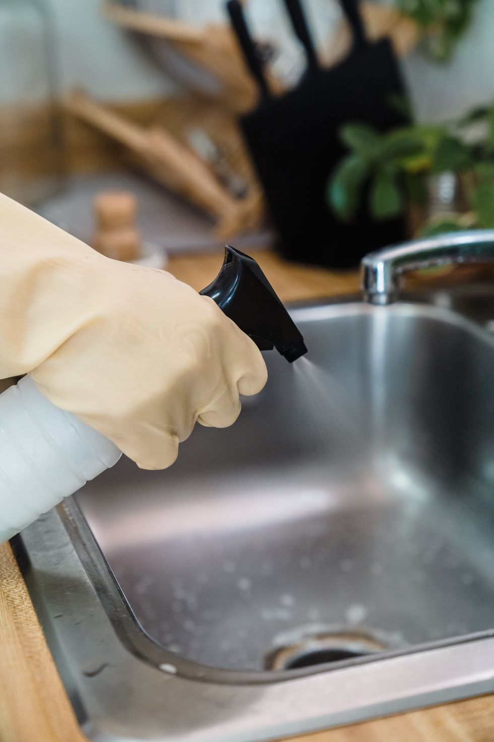 Spray in sink cleaning