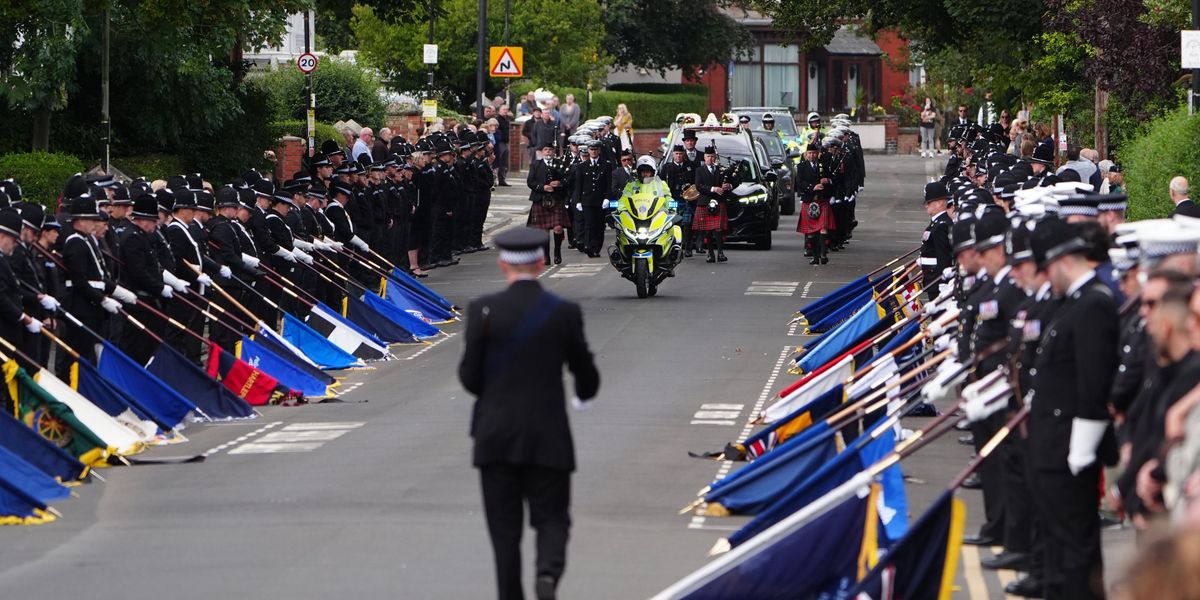 Hundreds of police line streets for funeral of officer killed in 'gang-fuelled' A66 crash