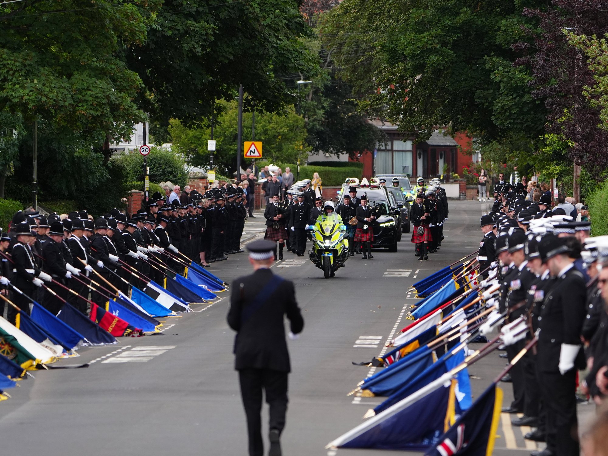 Standard-bearers at Matthew Blades funeral