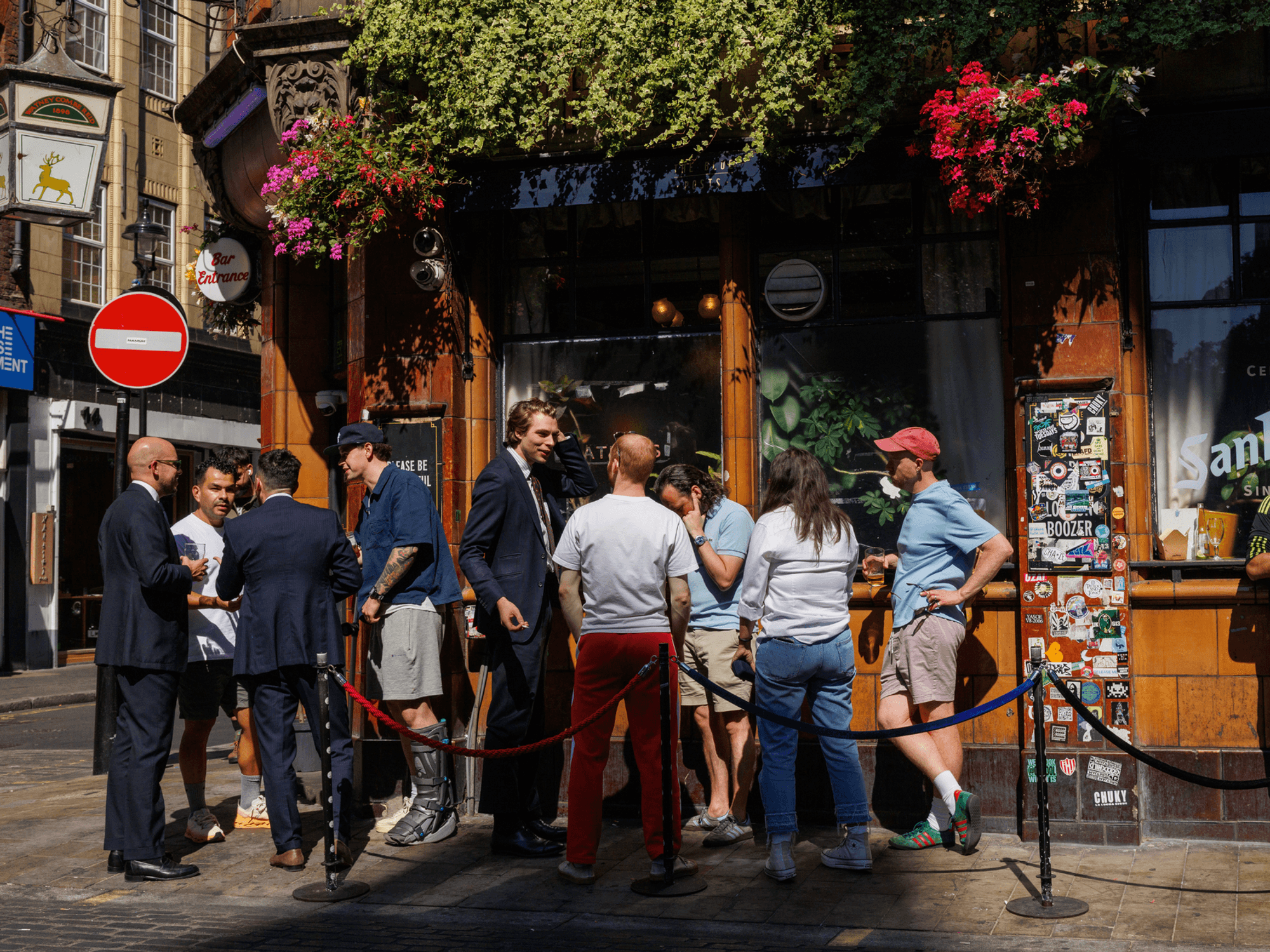 Standing up outside London pub