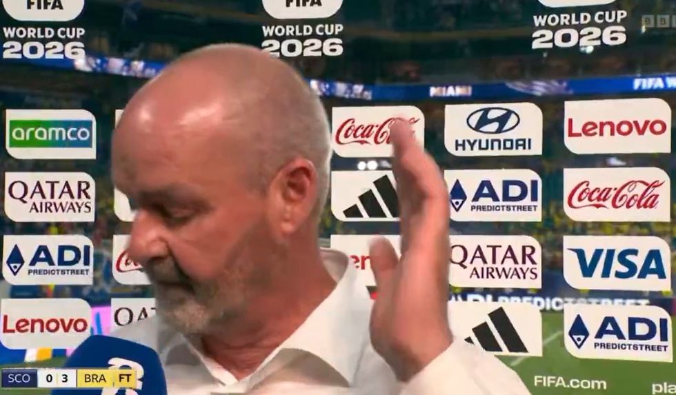 Steve Clarke, looking visibly angry, left his interview short