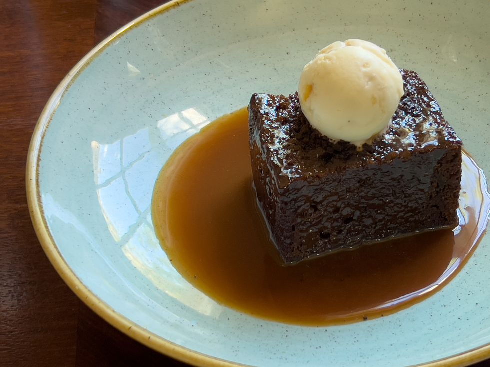 Sticky toffee pudding with ice cream