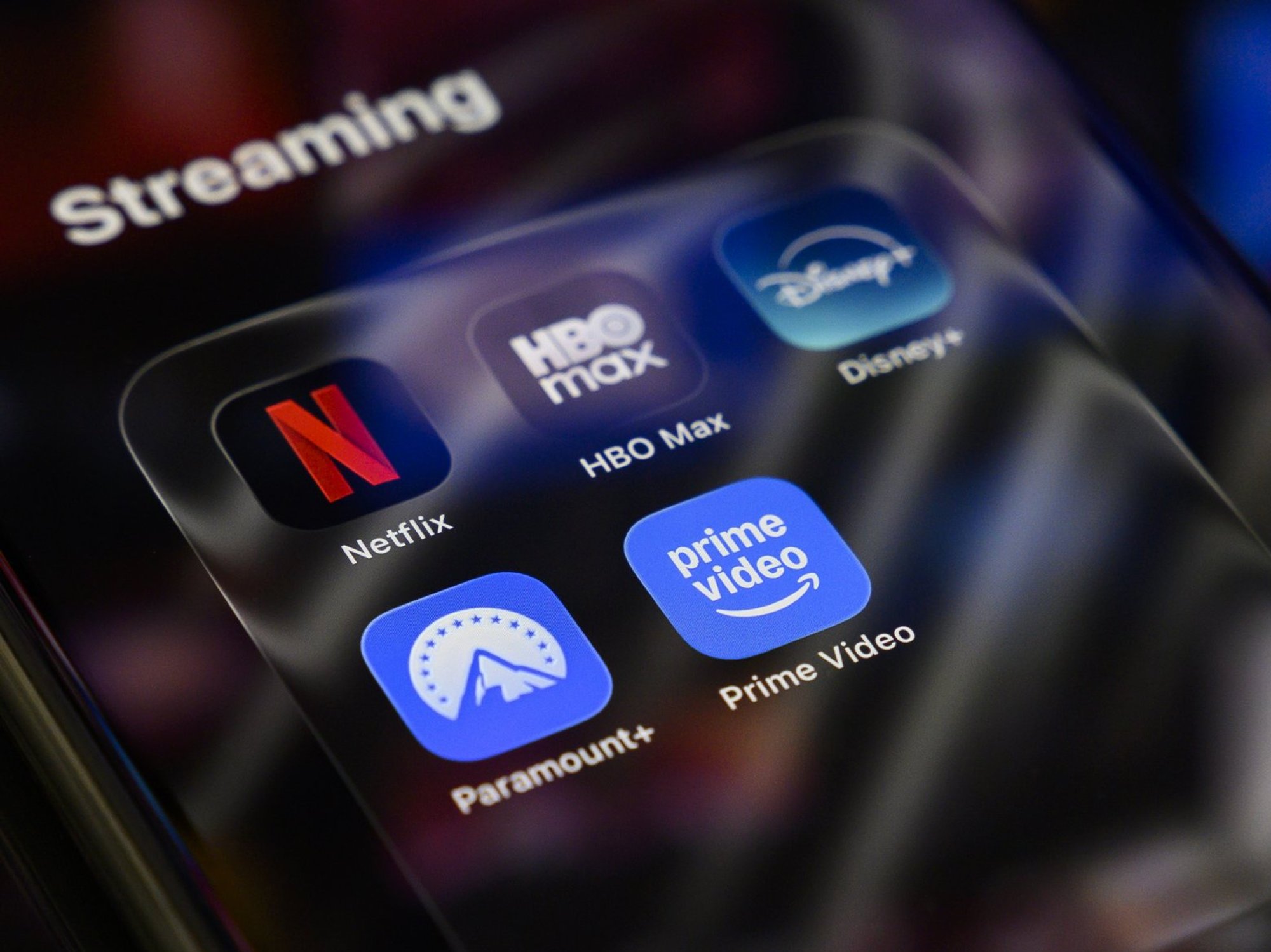 streaming apps pictured on a smartphone