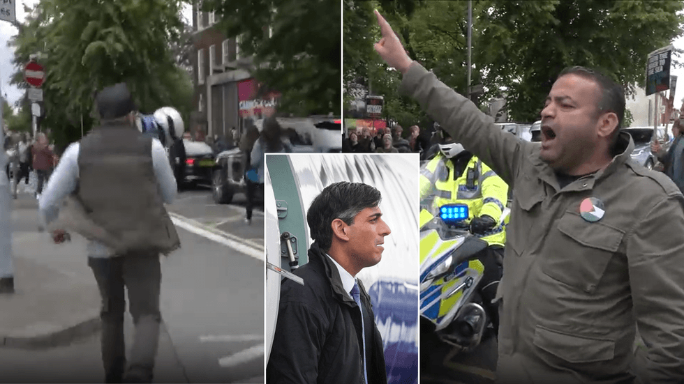 Sunak/pro-Palestine demonstrators