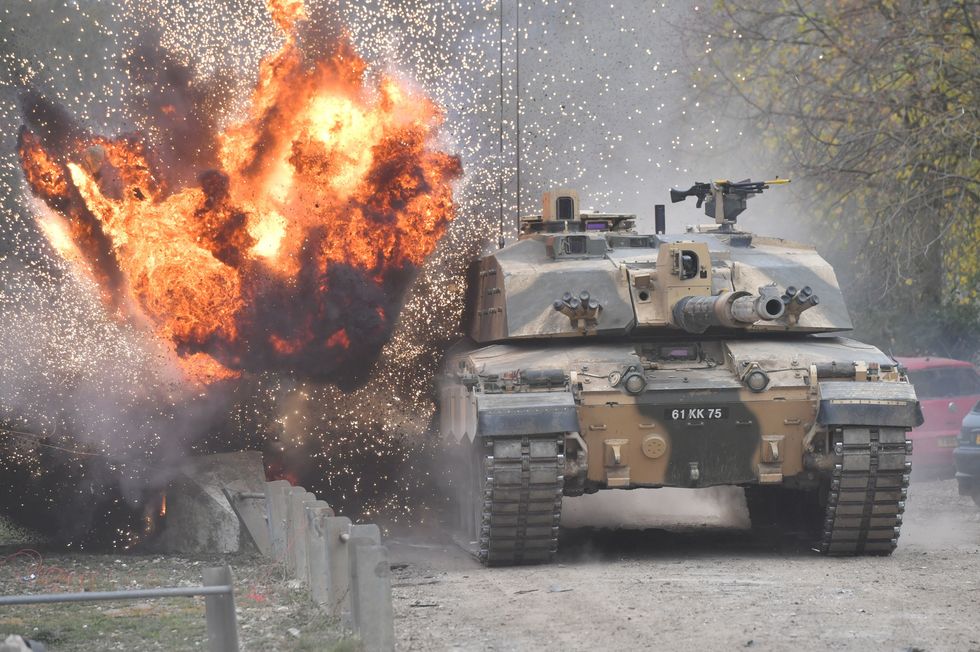 Tank with explosion