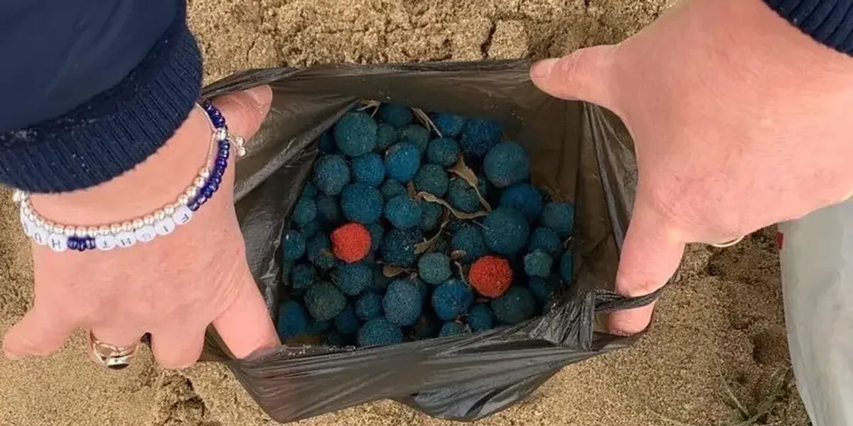 Dozens of mysterious blue balls found on British beach after being released from nuclear power station