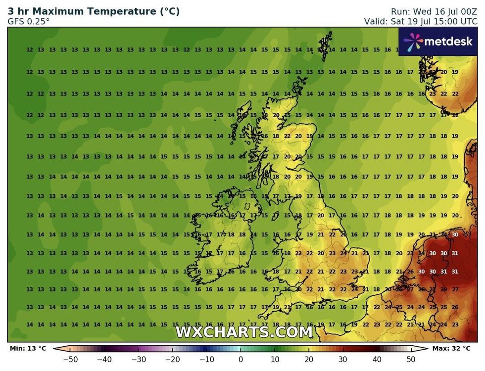 Temperatures could also drop to around 20C