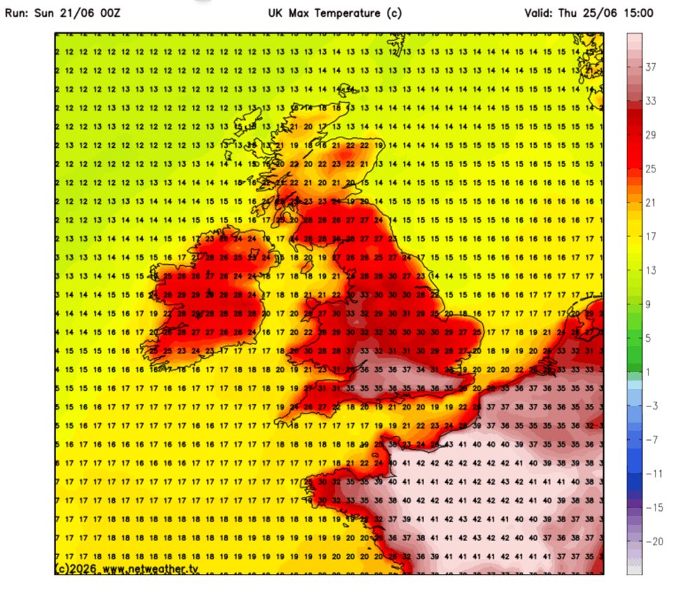 Temperatures could edge towards 40C this week, NetWeather warns