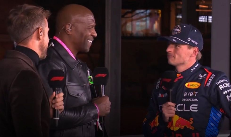 Terry Crews conducted the post-race driver interviews with Jenson Button