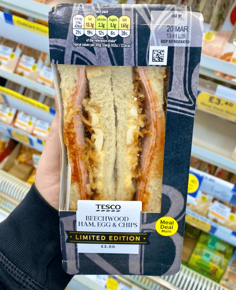 Tesco Beechwood Ham, Egg and Chips
