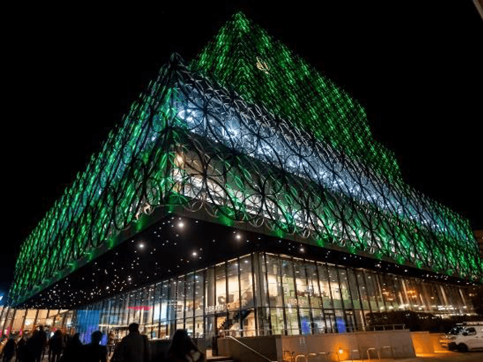 The council lit up the Library of Birmingham to celebrate Pakistan's independence day