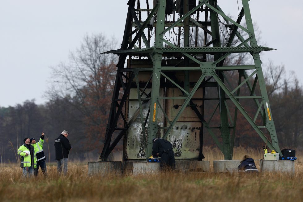 The damaged pylon