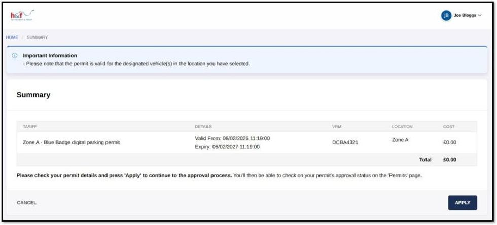 The digital Blue Badge parking application