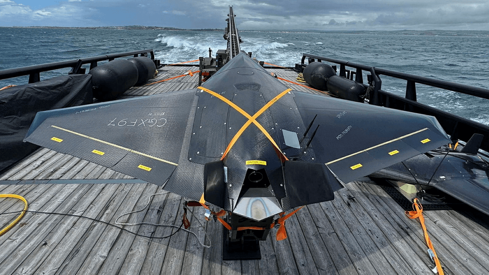 The drone was rapidly unleashed from the deck in a first-time trial off the English coast