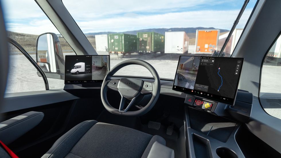 The interior design of the Tesla Semi electric truck