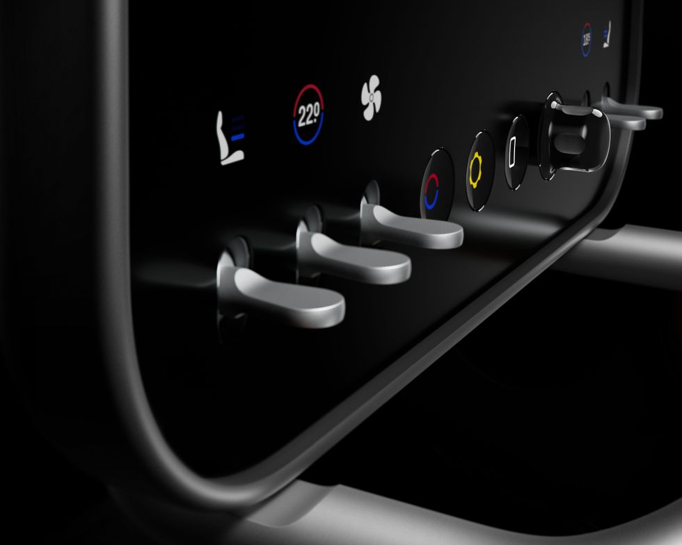 The interior of the Ferrari Luce electric car