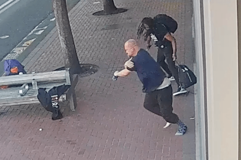 The moment after Gary Edwards allegedly stabbed Gregory Howards Jr