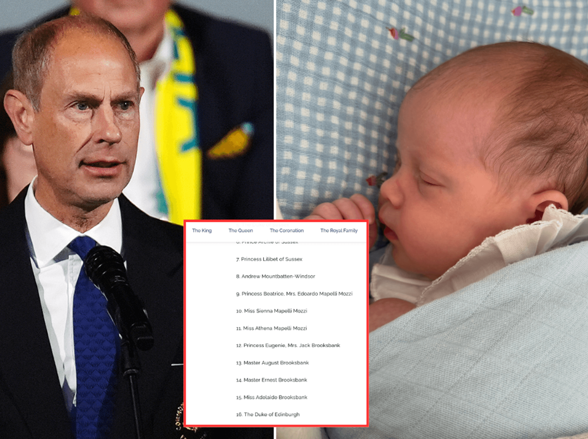 Prince Edward moved down on Buckingham Palace website after mention of Eugenie's daughter Adelaide