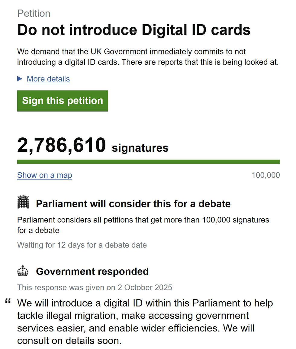 The petition received a response on October 2