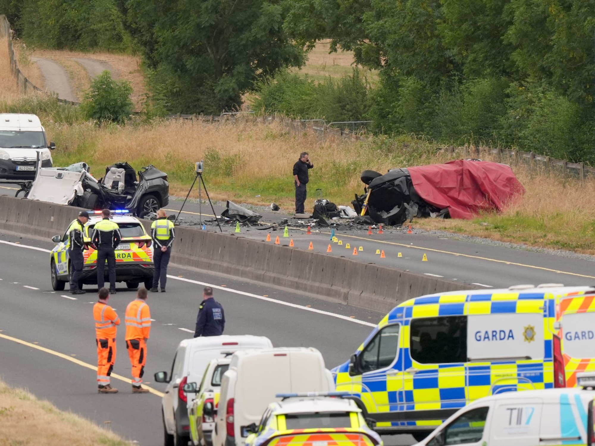 The scene of the crash on the M9 motorway in County Kildare