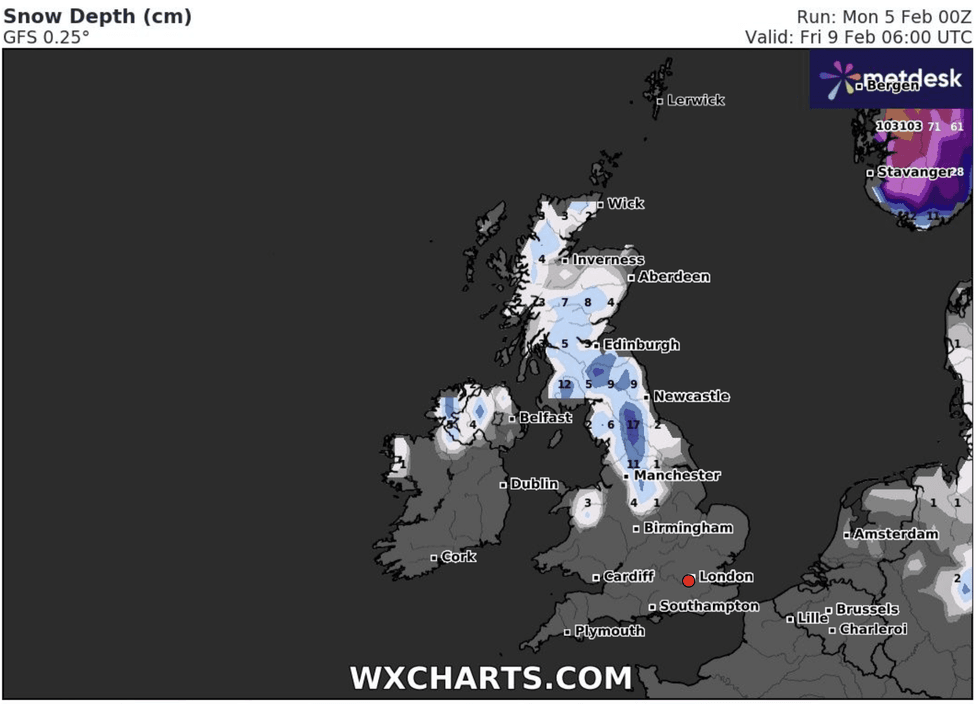 The snow is expected to hit on Thursday