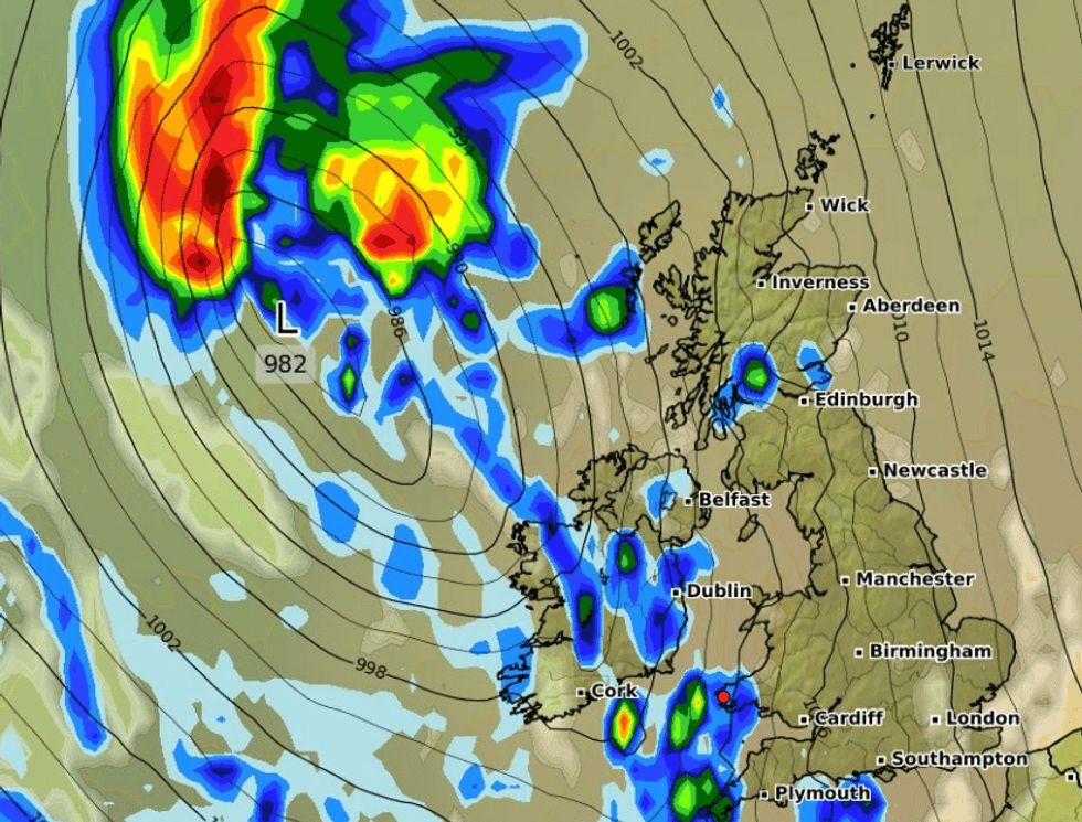 The storm towards the north-west has triggered the yellow thunderstorm warning