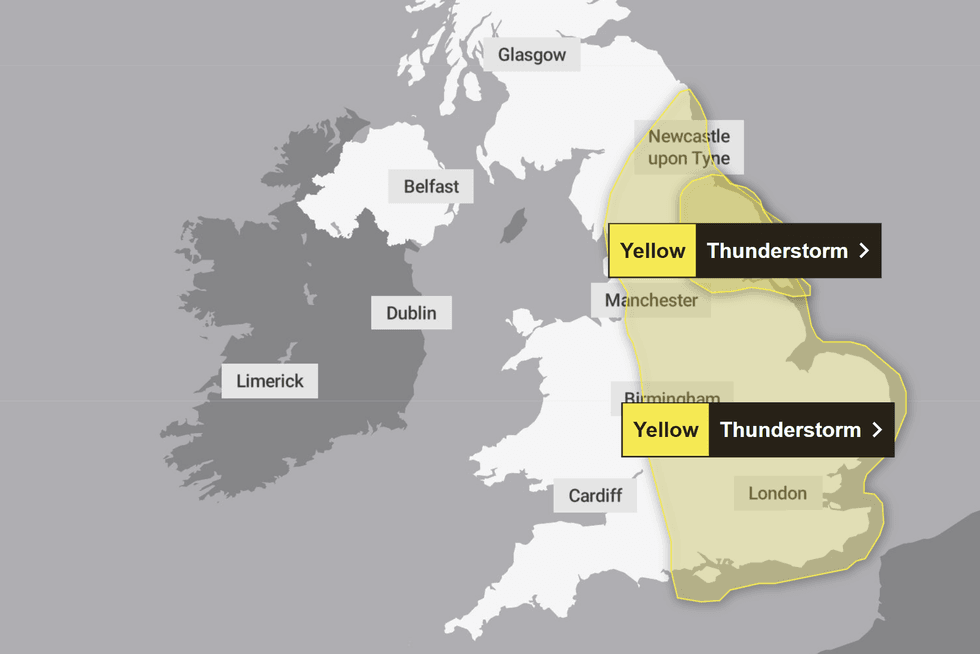 The thunderstorm warning in place for Friday
