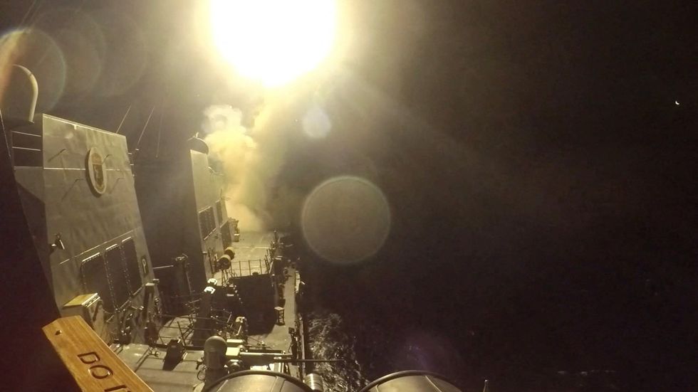 The USS Michael Murphy launches Tomahawk cruise missiles against Iran on Wednesday night