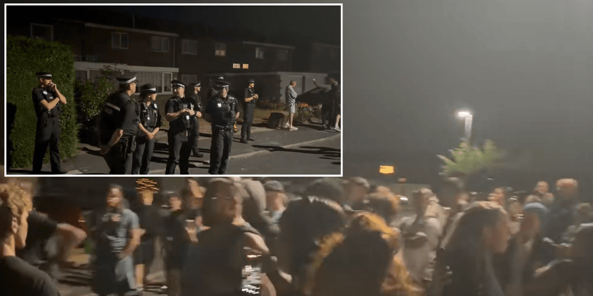 Two men arrested after police officers 'bitten and spat at' as anti-immigration protesters try to break into asylum property