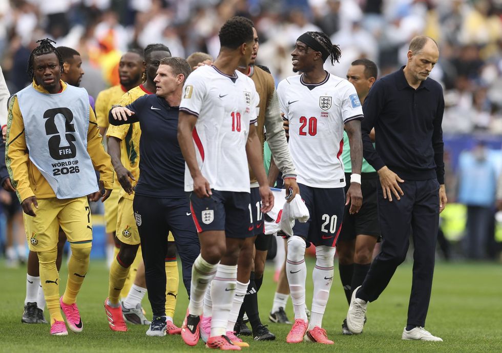 Thomas Tuchel calmed Jude Bellingham down as tempers boiled over in England's World Cup clash with Ghana