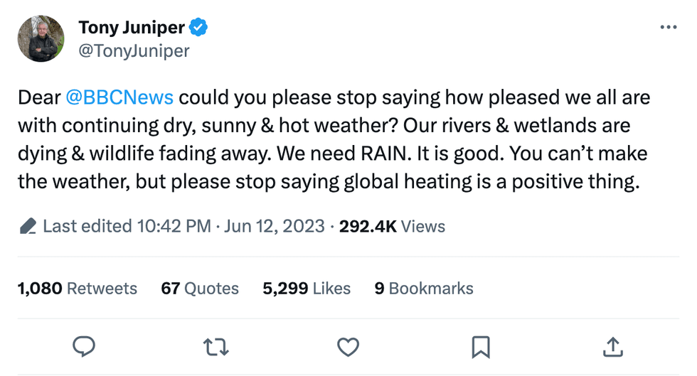 Tony Juniper tweet