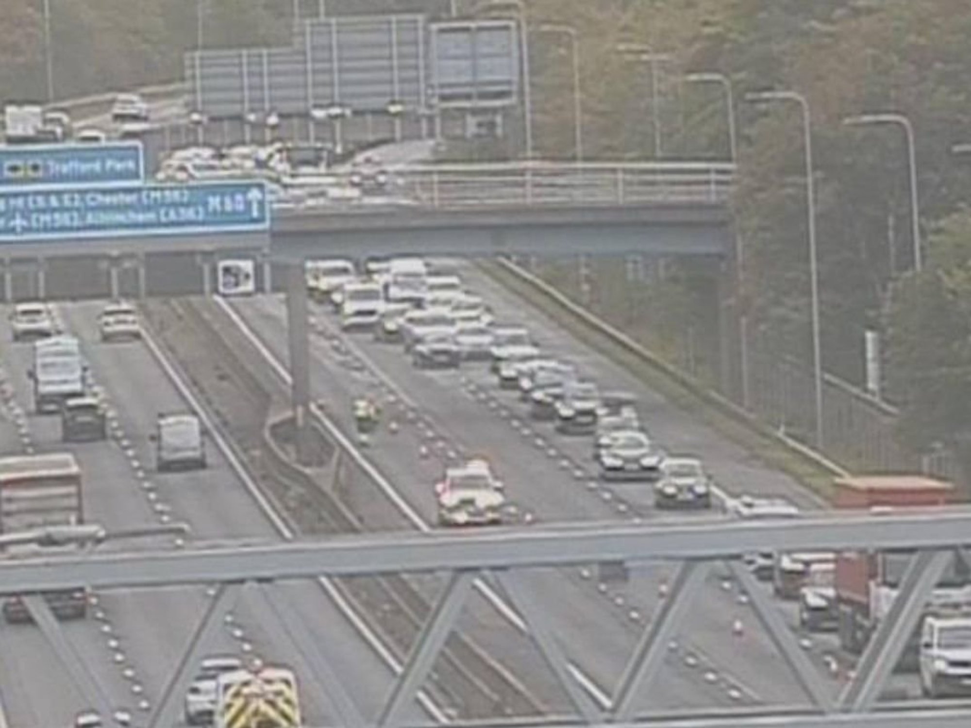 Traffic continues to build on the M60 motorway this morning