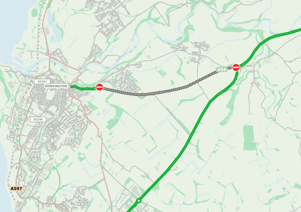 Traffic maps showing the closed A66
