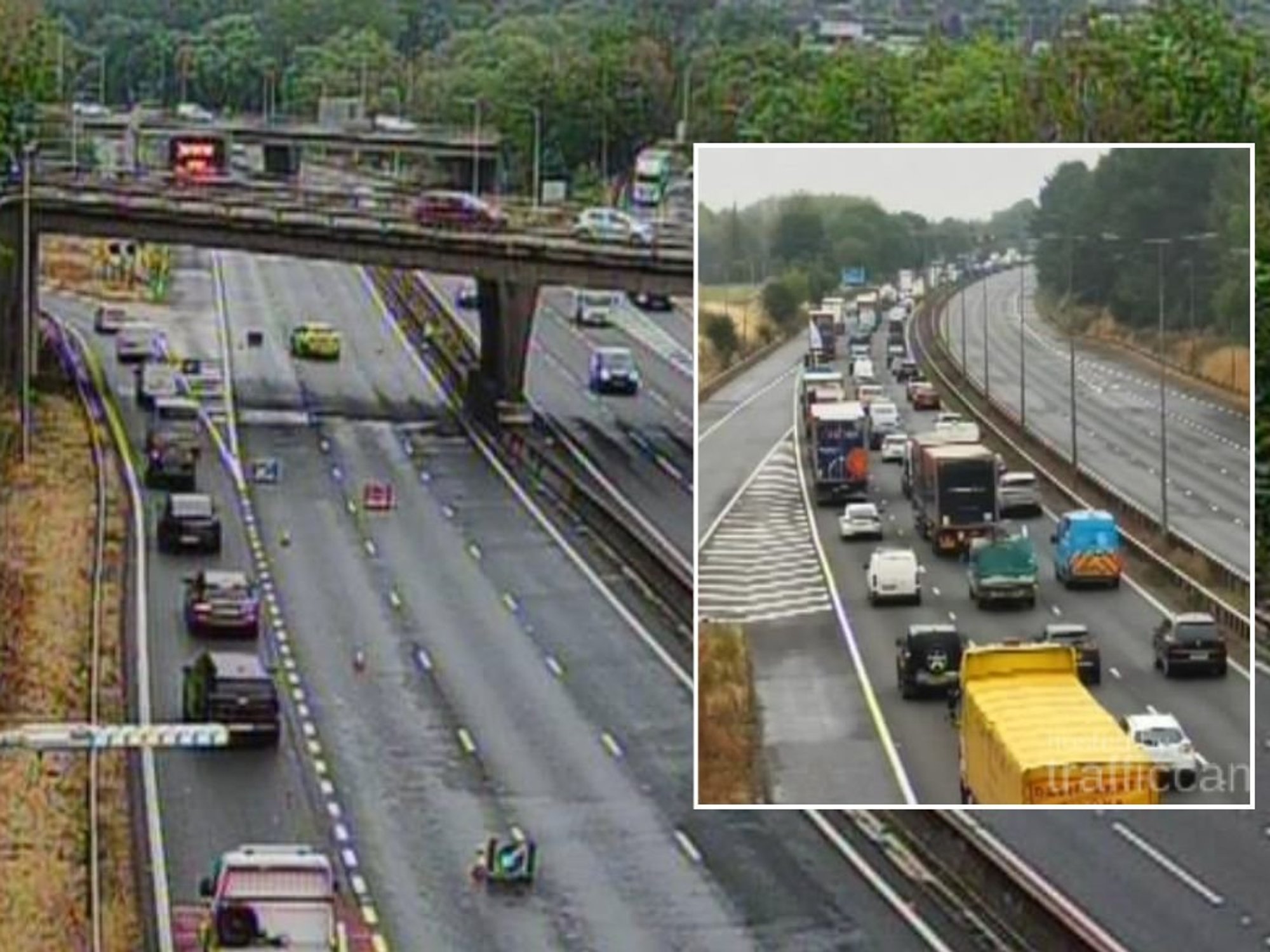 Traffic seen on the M6 this morning