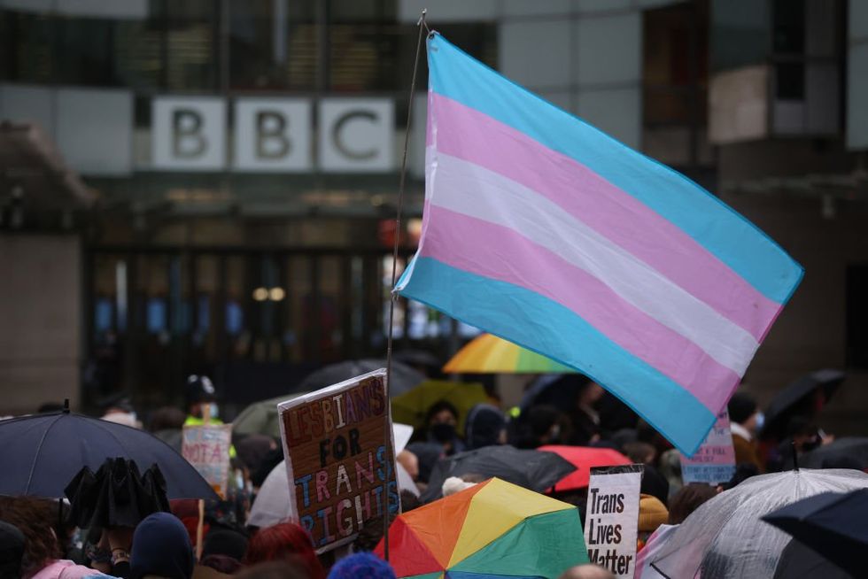 Trans protest outside BBC in 2022