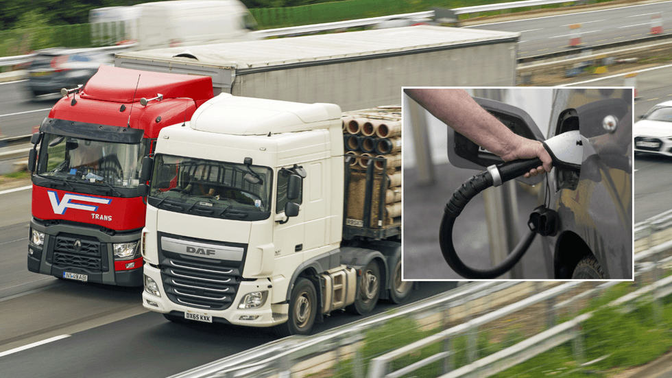 Trucks on road and electric vehicle charger