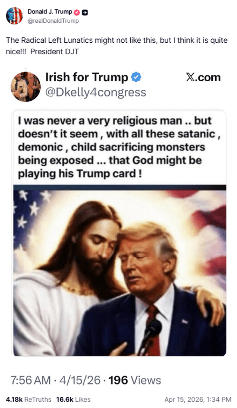 Truth Social post from Donald Trump