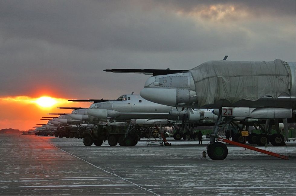 Tu-95MS and Tu-160 aircraft in Engels air force base