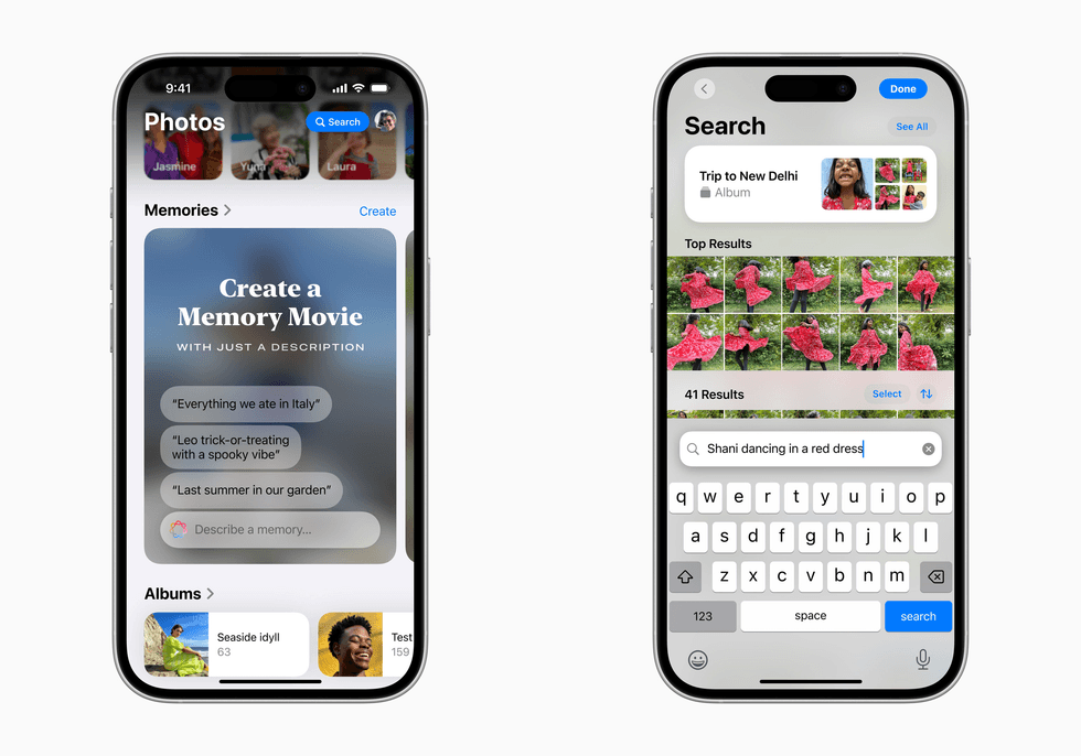 two iphone hardware side by side showing different aspects of apple intelligence